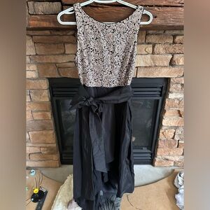 Elegant Black and Cream Lace Dress